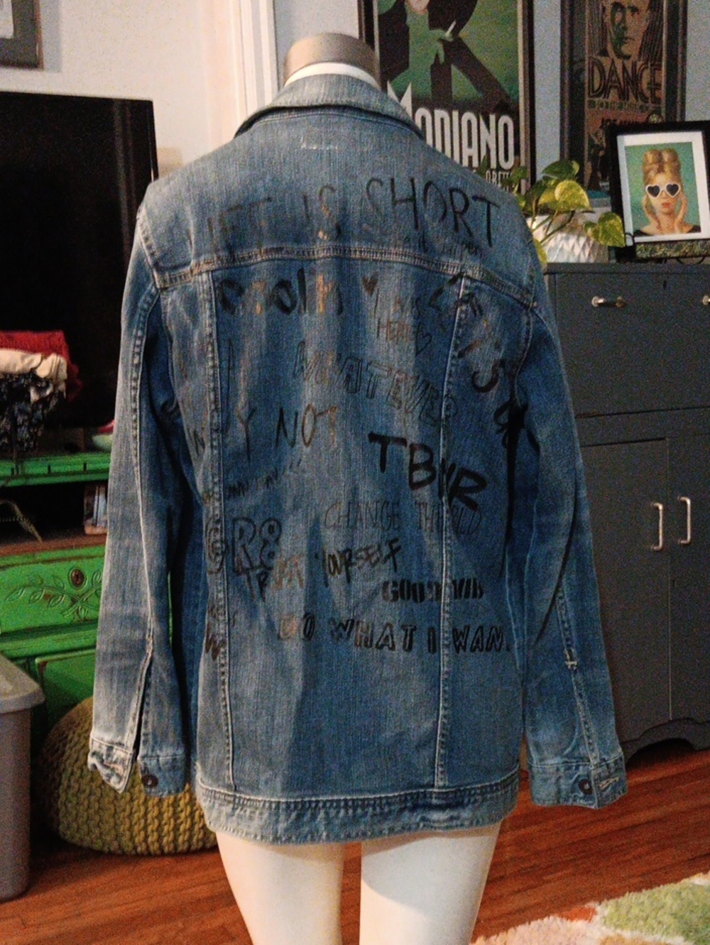 Arizona Jean Company Blue Denim Jacket with Graphic Back